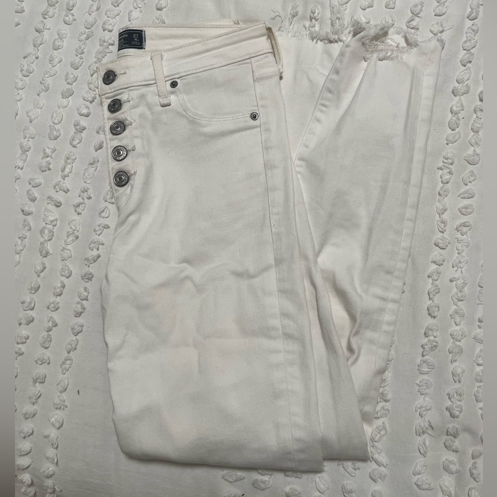 Abercrombie High Rise White Skinny Jeans